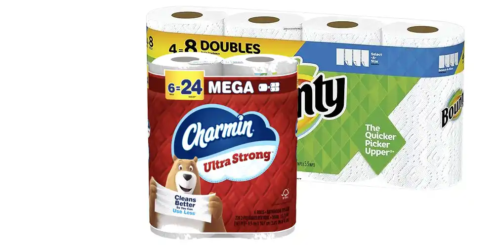 Bounty Paper Towels or Charmin Bath Tissue 4-6 Rolls