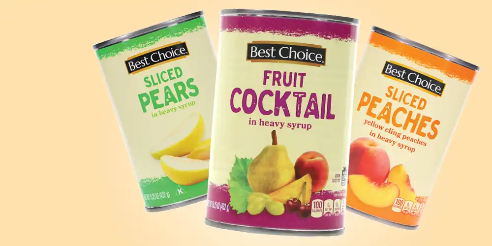 Best Choice Peaches, Pears or Fruit Cocktail 13.5-15.25 oz.