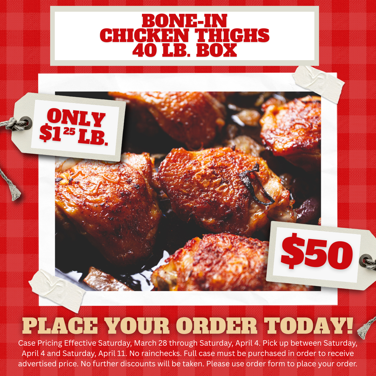 Bone-In Chicken Thighs 40 lb. Box - $50