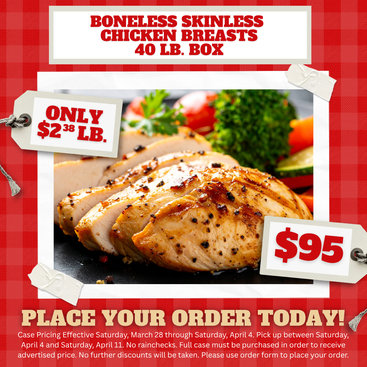 Boneless Skinless Chicken Breasts 40 lb. Box - $95
