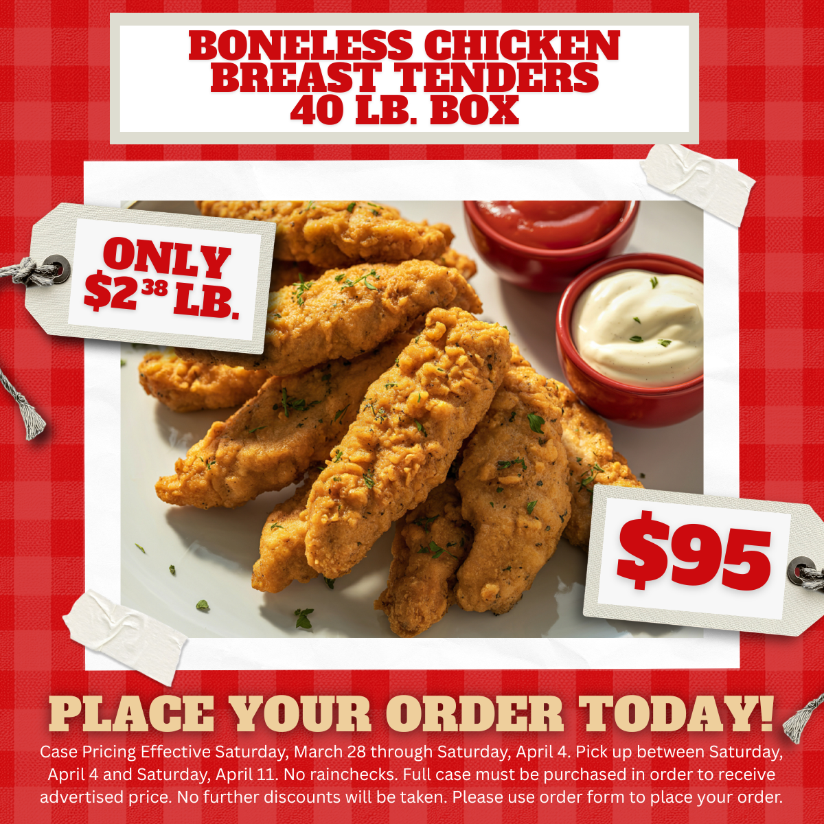 Boneless Chicken Breast Tenders 40 lb. Box - $95