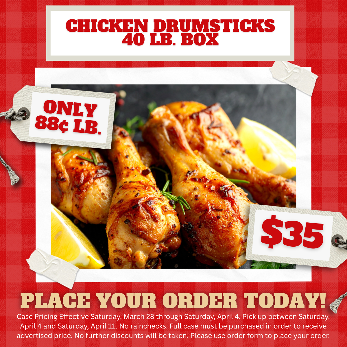 Chicken Drumsticks 40 lb. Box - $35