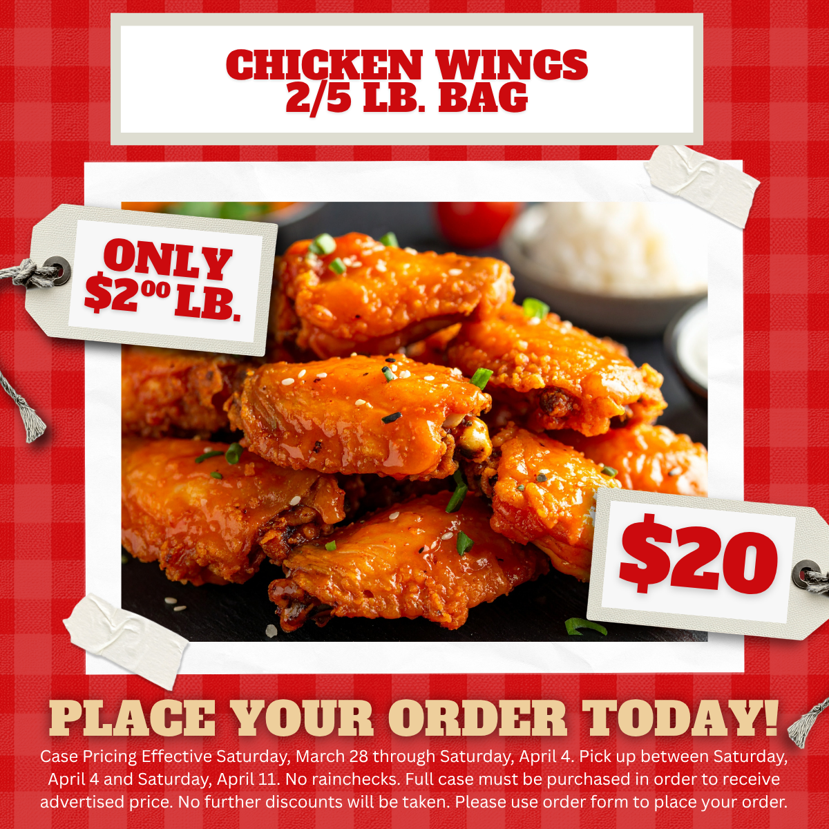 IQF Chicken Wings 2/5 lb. Bags - $20