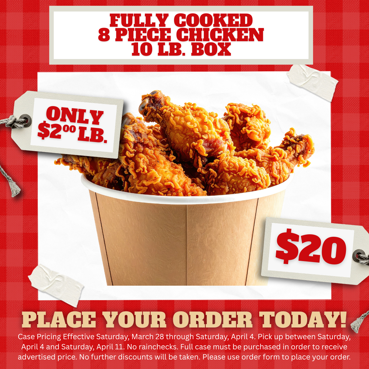 Fully Cooked 8 Piece Chicken 10 lb. Box - $20