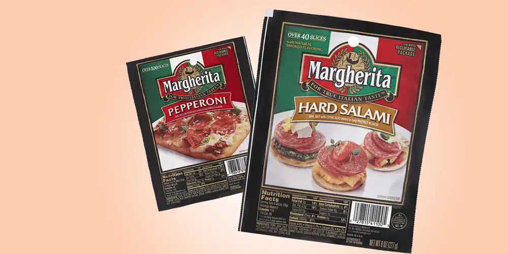 Margherita Pillow Pack Pizza Pepperoni or Hard Salami 8 oz. pk.